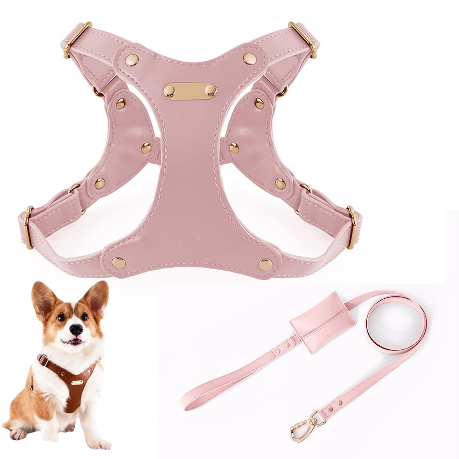 Amazon | 犬 リードハーネス セット 可愛い ソフトレザー 犬 ハーネス